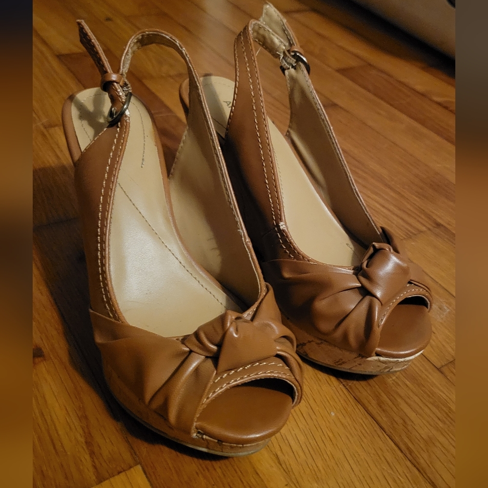 Brown wedges peep toe size 5.5
